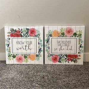 Set of 2 Inspirational Quotes Home Decor